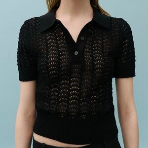 Victoria Beckham Mango Black Knit Polo Shirt